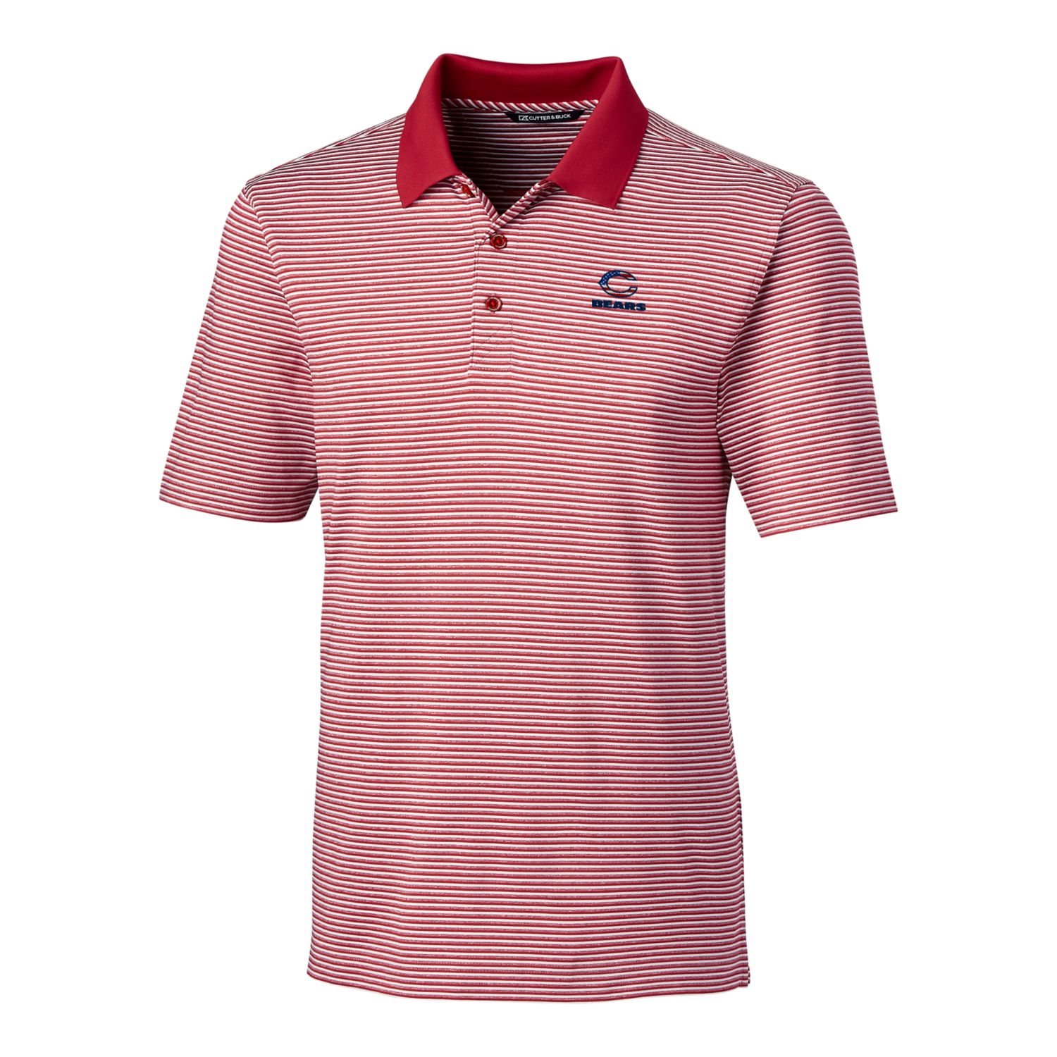 Men's Cutter & Buck Cardinal Chicago Bears Big & Tall Forge Tonal Stripe Stretch Polo - Image 7