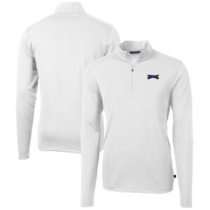 Men's Cutter & Buck White Philadelphia Eagles Big & Tall Virtue Eco Pique Recycled Quarter-Zip Jacket