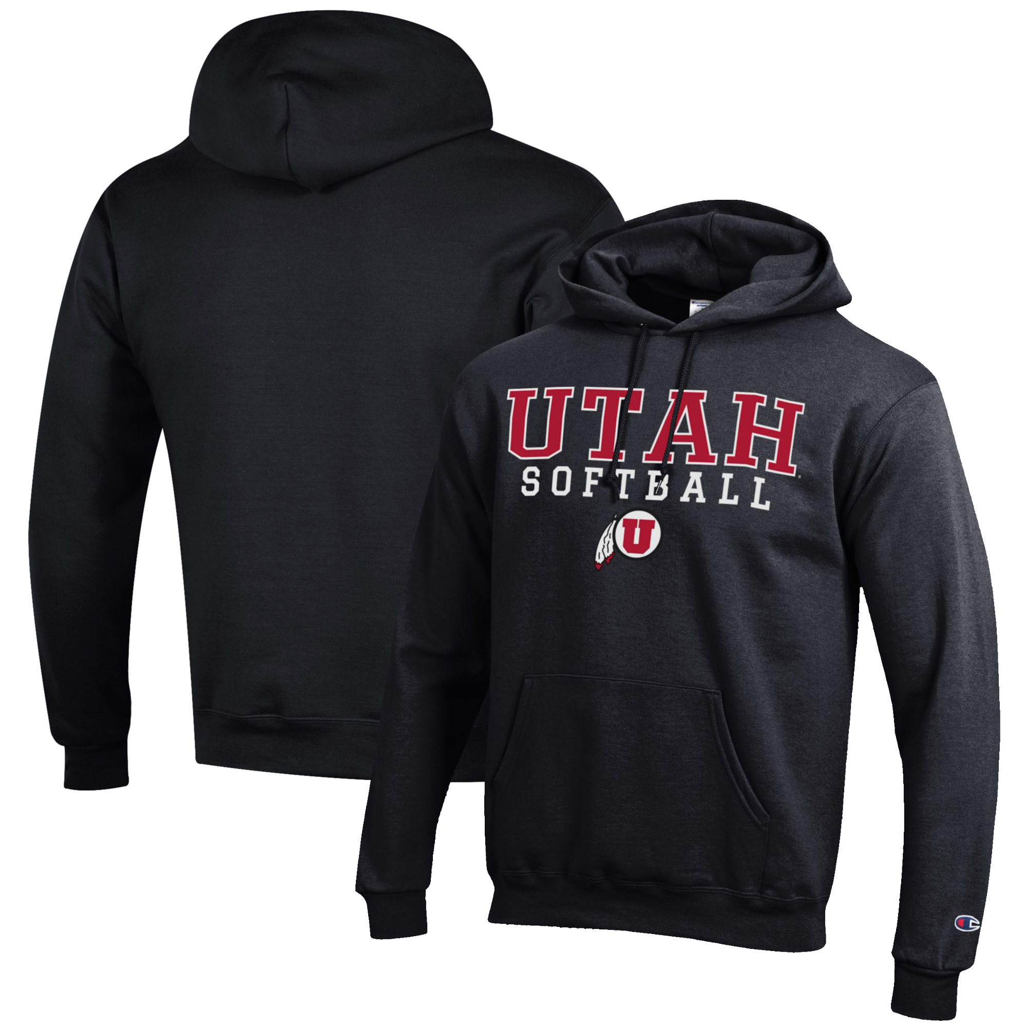 Men's Champion Black Utah Utes Softball Stack Pullover Hoodie - Image 5