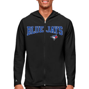 Men's Antigua Black Toronto Blue Jays Wordmark Legacy Full-Zip Hoodie