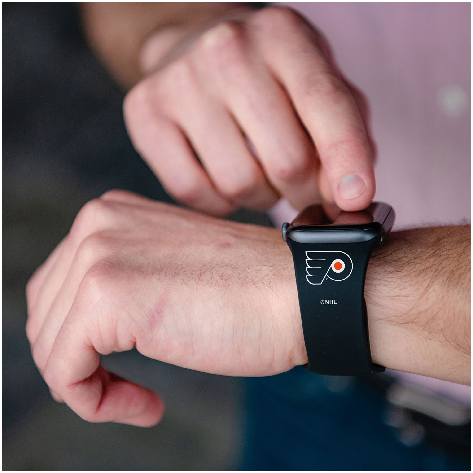 Black Philadelphia Flyers Silicone Apple Watch Band - Image 3