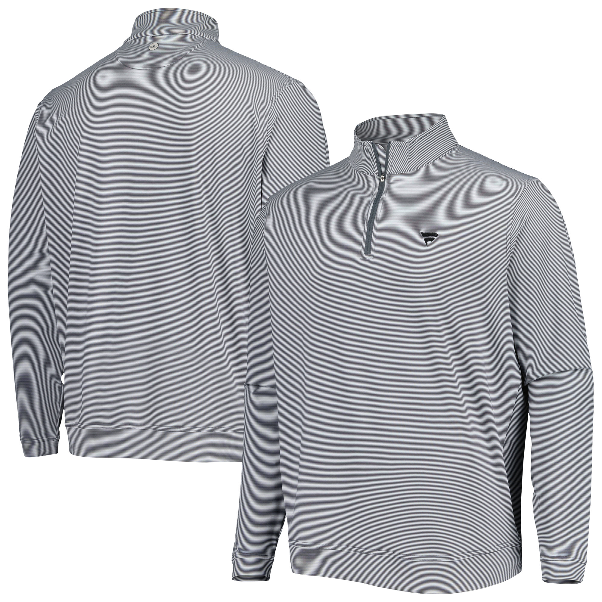Men's Peter Millar Gray Fanatics Corporate Perth Mini Stripe Performance Quarter-Zip Top
