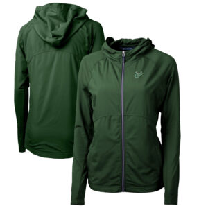 Women's Cutter & Buck Green South Florida Bulls Adapt Eco Knit Full-Zip Hoodie