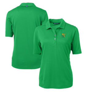 Women's Cutter & Buck Kelly Green XULA Gold Virtue Eco Pique Recycled Polo