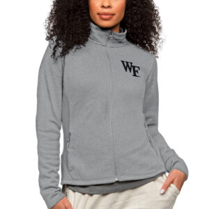 Women's Antigua Heather Gray Wake Forest Demon Deacons Course Full-Zip Jacket