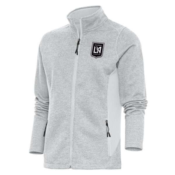 Women's Antigua Heather Gray LAFC Brushed Metallic Logo Course Full-Zip Jacket