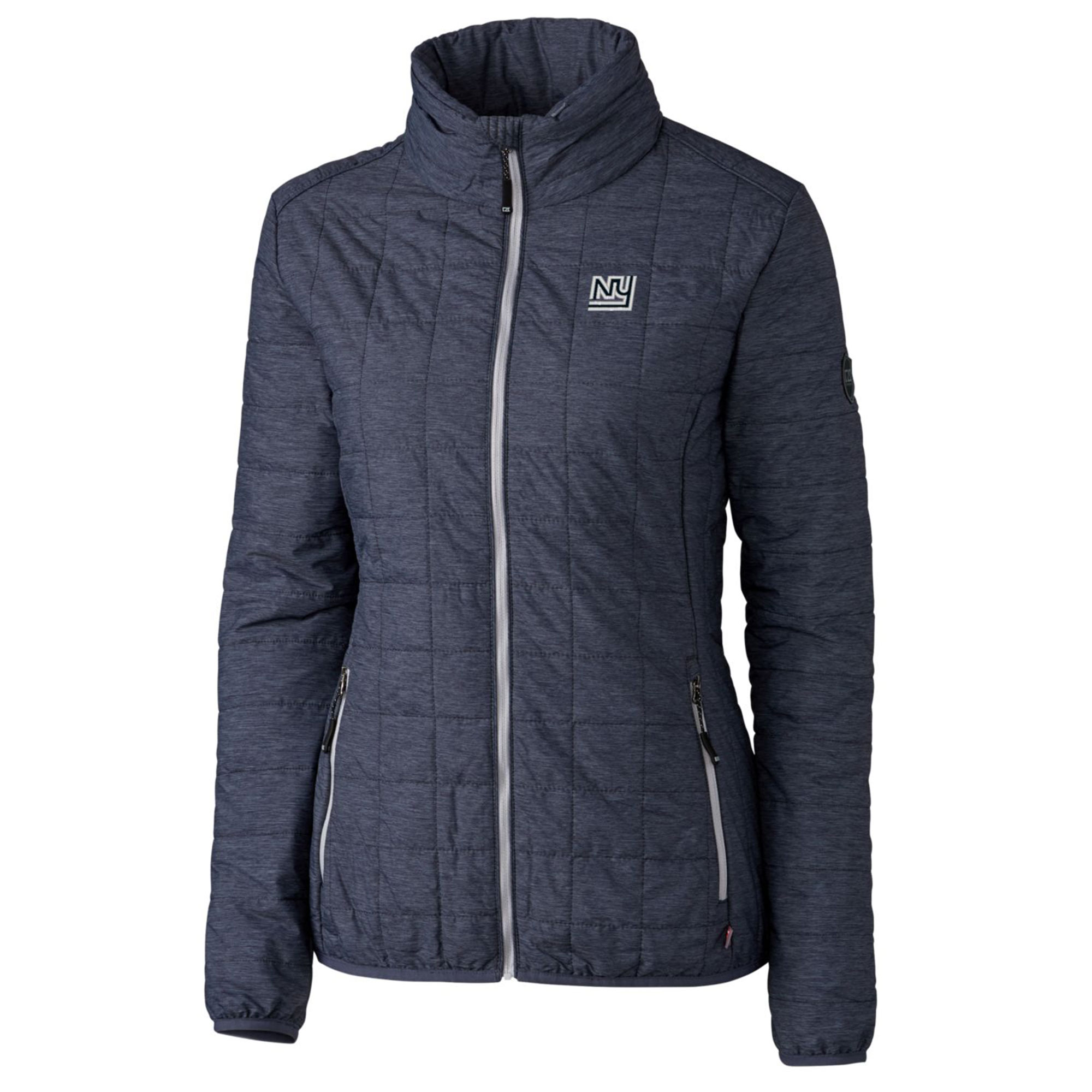 Women's Cutter & Buck Heather Navy New York Giants Throwback Logo Rainier PrimaLoft Eco Full-Zip Puffer Jacket - Image 3