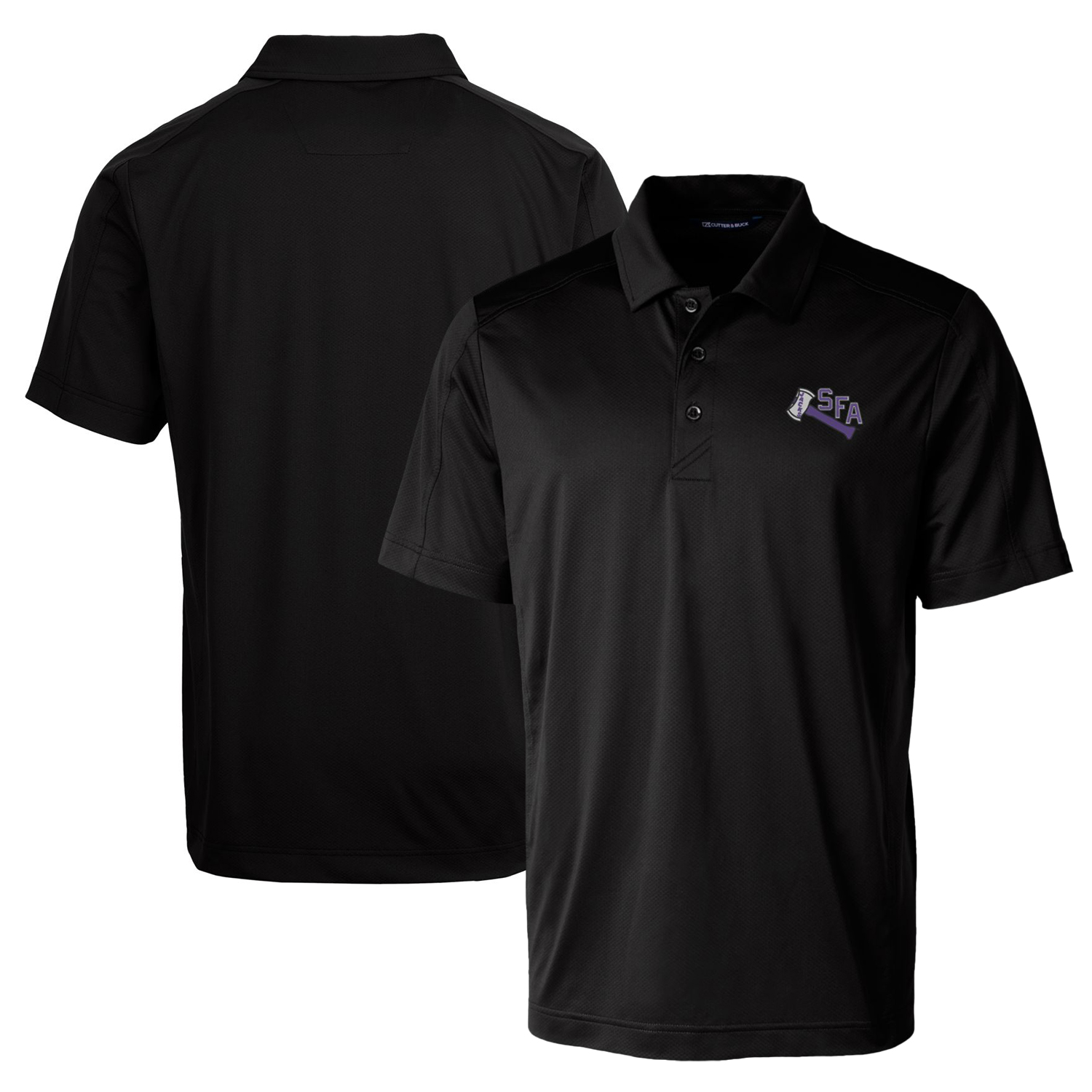 Men's Cutter & Buck Black Stephen F Austin Lumberjacks Team Logo Big & Tall Prospect Textured Stretch Polo