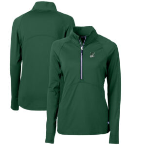 Women's Cutter & Buck Green Portland State Vikings Adapt Eco Knit Stretch Recycled Half-Zip Pullover Top