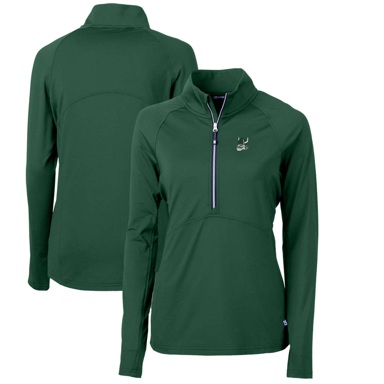 Women's Cutter & Buck Green Portland State Vikings Adapt Eco Knit Stretch Recycled Half-Zip Pullover Top