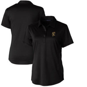Women's Cutter & Buck Black Grambling Tigers Vault Prospect Textured Stretch Polo