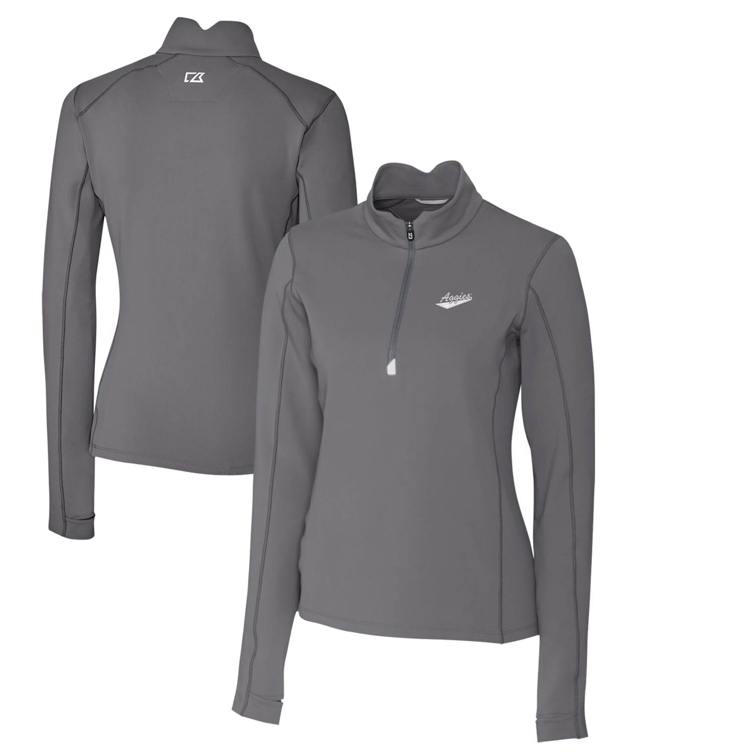 Women's Cutter & Buck Steel New Mexico State Aggies Traverse Stretch Quarter-Zip Pullover Top - Image 5