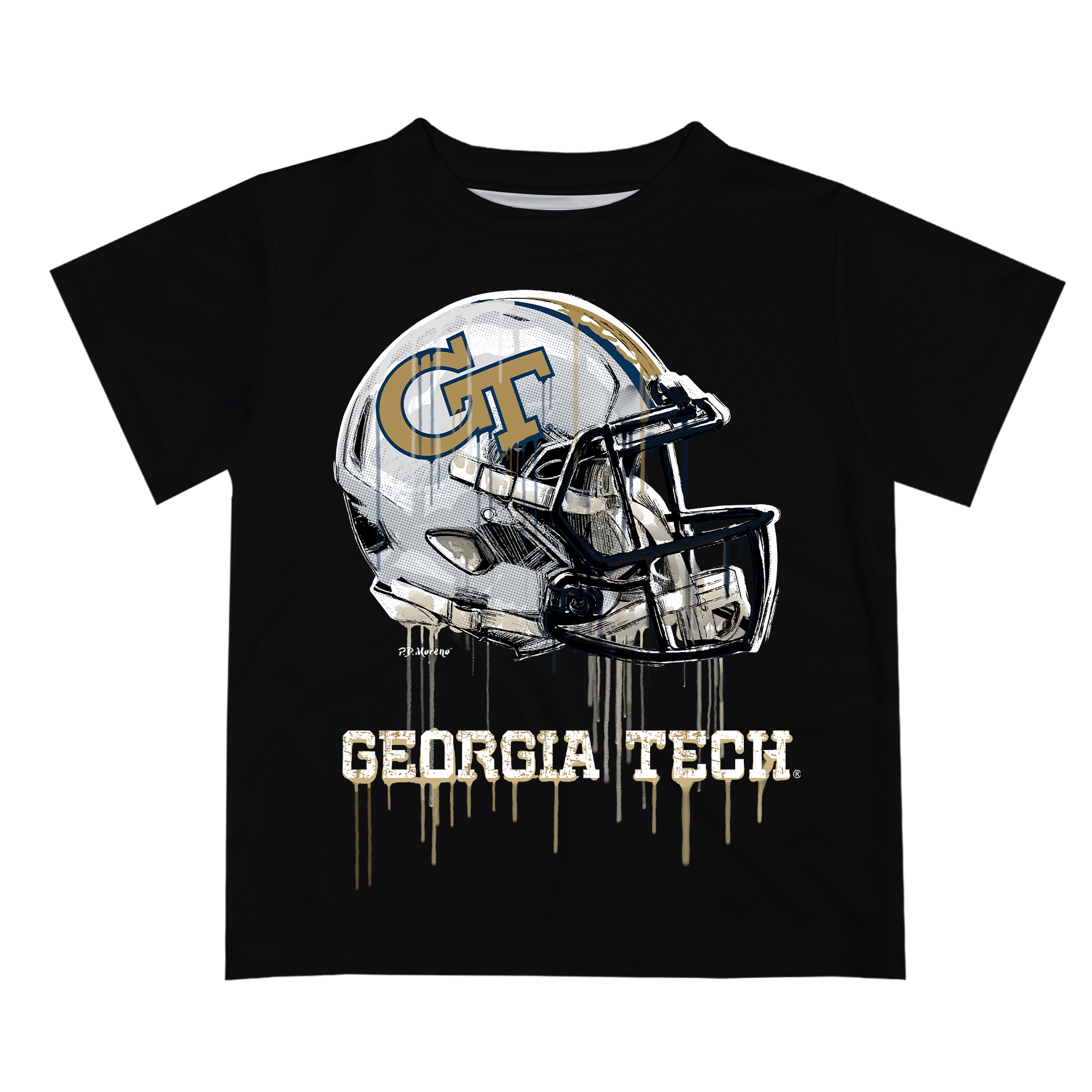 Youth Black Georgia Tech Yellow Jackets Dripping Helmet T-Shirt - Image 3
