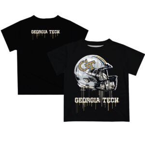 Youth Black Georgia Tech Yellow Jackets Dripping Helmet T-Shirt
