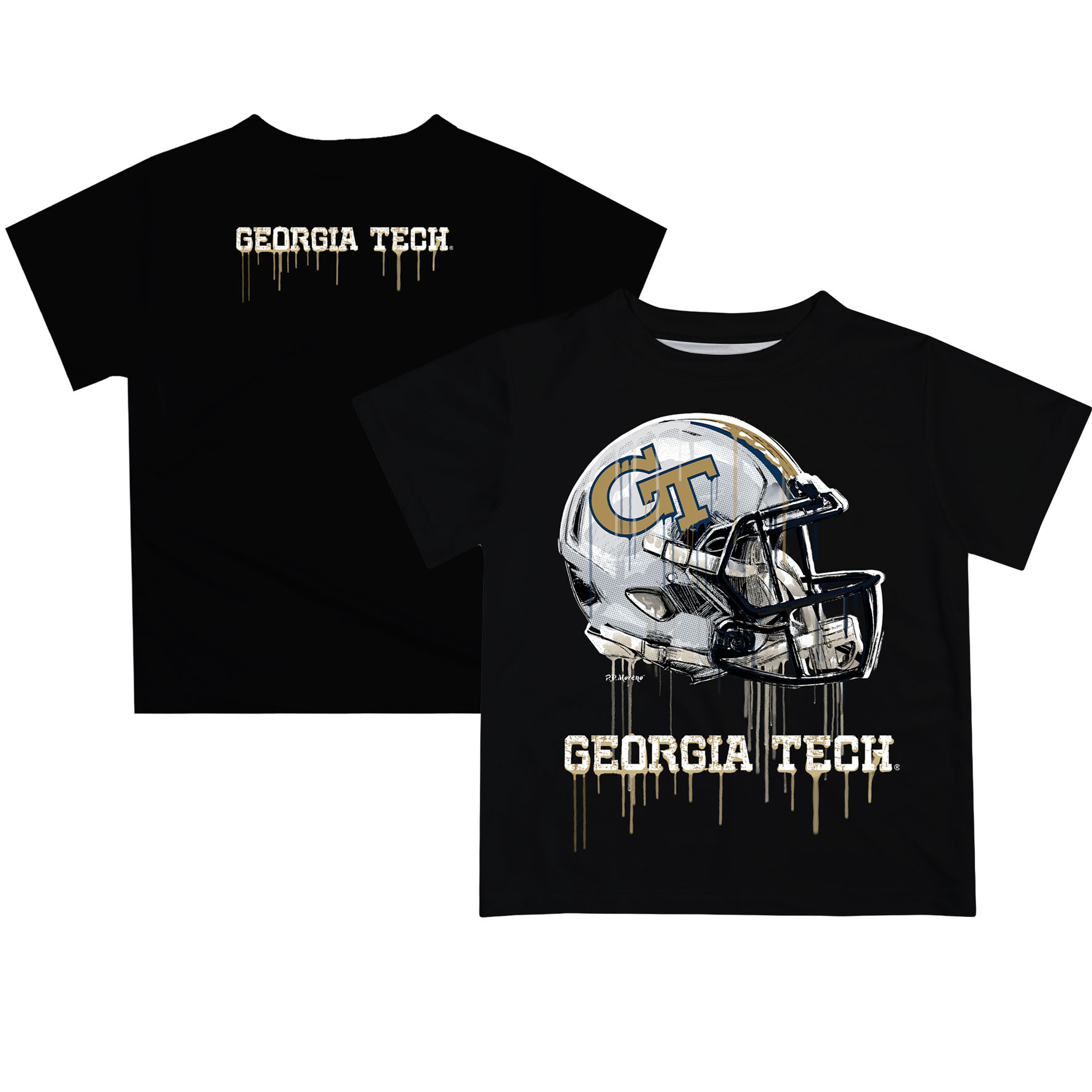 Youth Black Georgia Tech Yellow Jackets Dripping Helmet T-Shirt