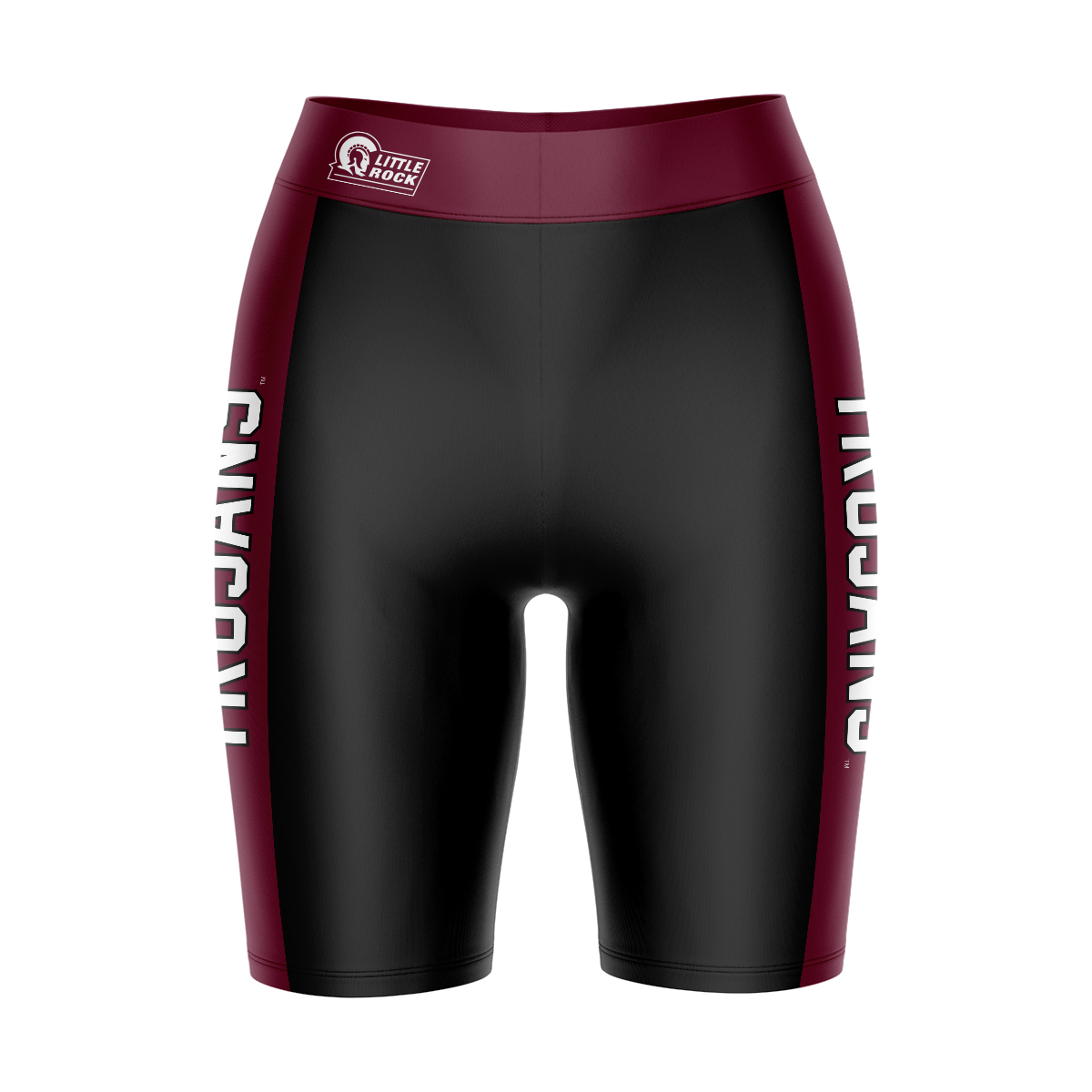 Women's Black/Maroon Arkansas Little Rock Trojans Plus Size Striped Design Bike Shorts - Image 3