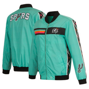 Men's JH Design Turquoise San Antonio Spurs 2022/23 City Edition Full-Zip Nylon Bomber Jacket