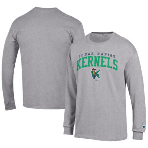 Men's Champion Gray Cedar Rapids Kernels Jersey Long Sleeve T-Shirt