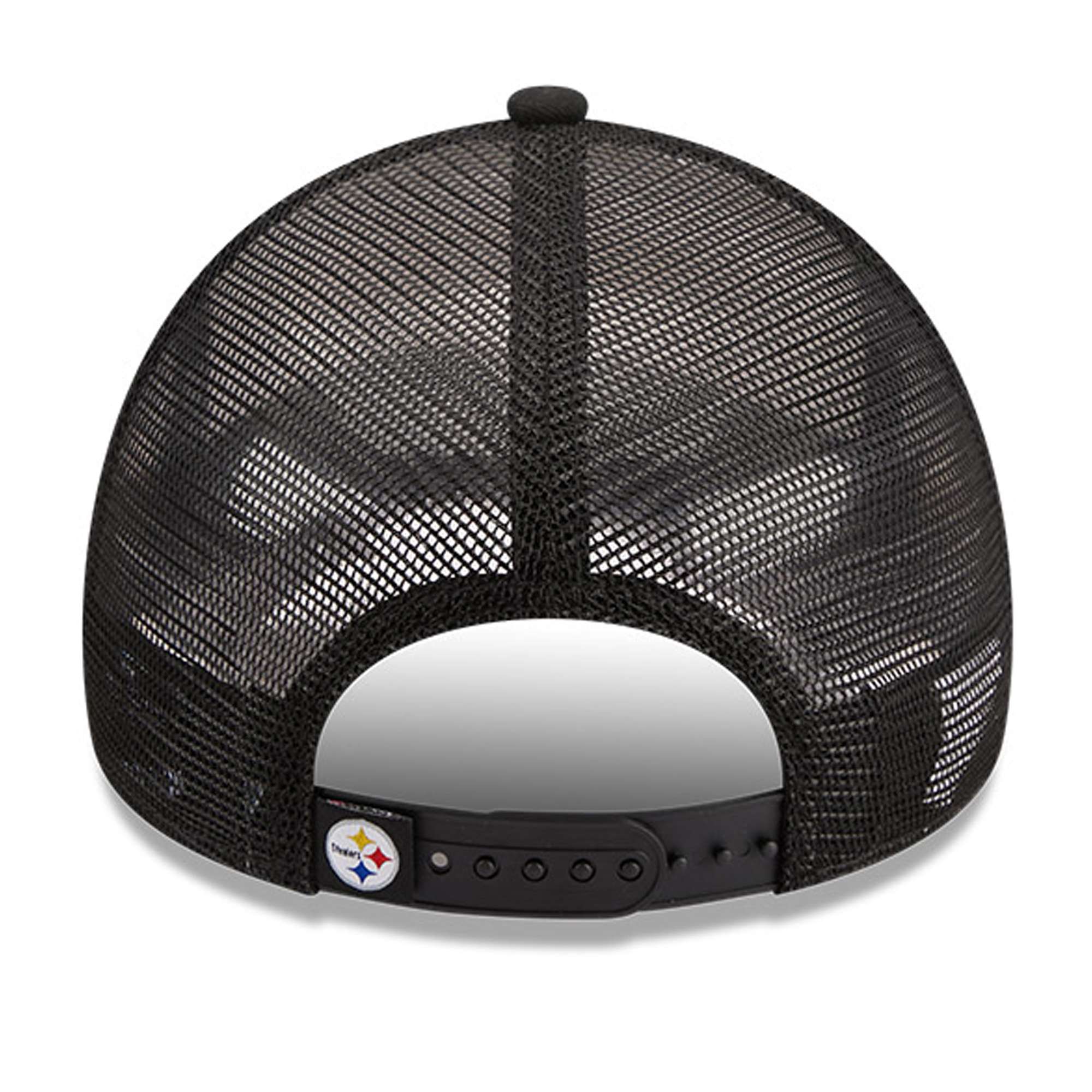 Men's New Era White/Black Pittsburgh Steelers Stacked A-Frame Trucker 9FORTY Adjustable Hat - Image 5