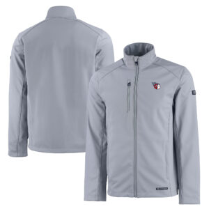 Men's Cutter & Buck Gray Cleveland Guardians Evoke Eco Softshell Recycled Full-Zip Jacket
