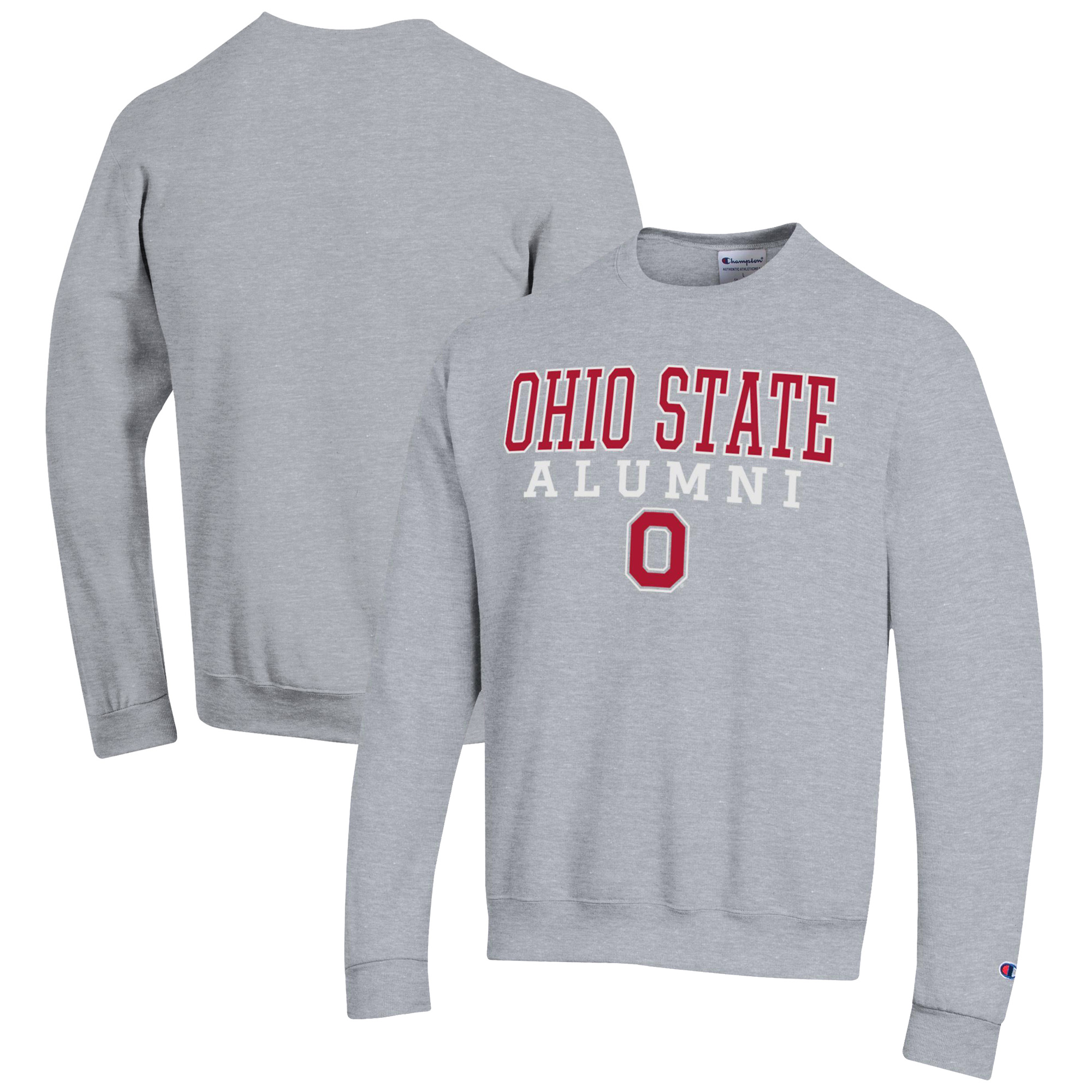 Men's Champion Gray Ohio State Buckeyes Alumni Logo Pullover Sweatshirt - Image 5