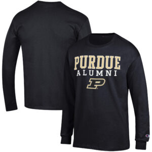 Men's Champion  Black Purdue Boilermakers Alumni Logo Stack Long Sleeve T-Shirt