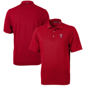 Men's Cutter & Buck  Red Texas Rangers Virtue Eco Pique Recycled Polo