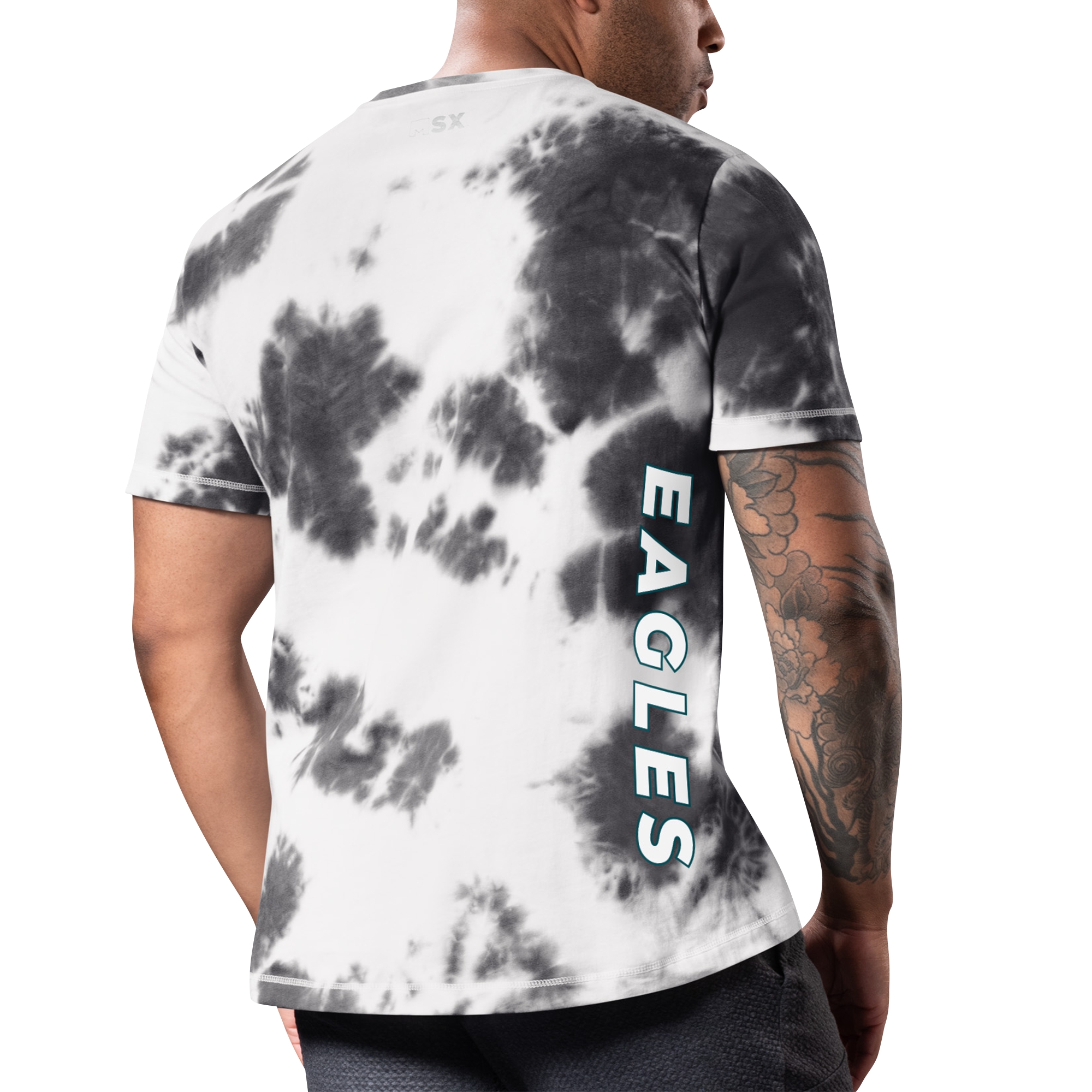 Men's MSX by Michael Strahan Black Philadelphia Eagles Freestyle Tie-Dye T-Shirt - Image 6