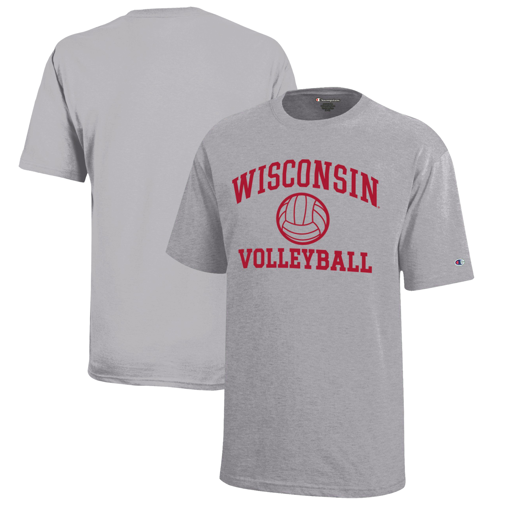 Youth Champion Gray Wisconsin Badgers Icon Logo Volleyball T-Shirt - Image 2