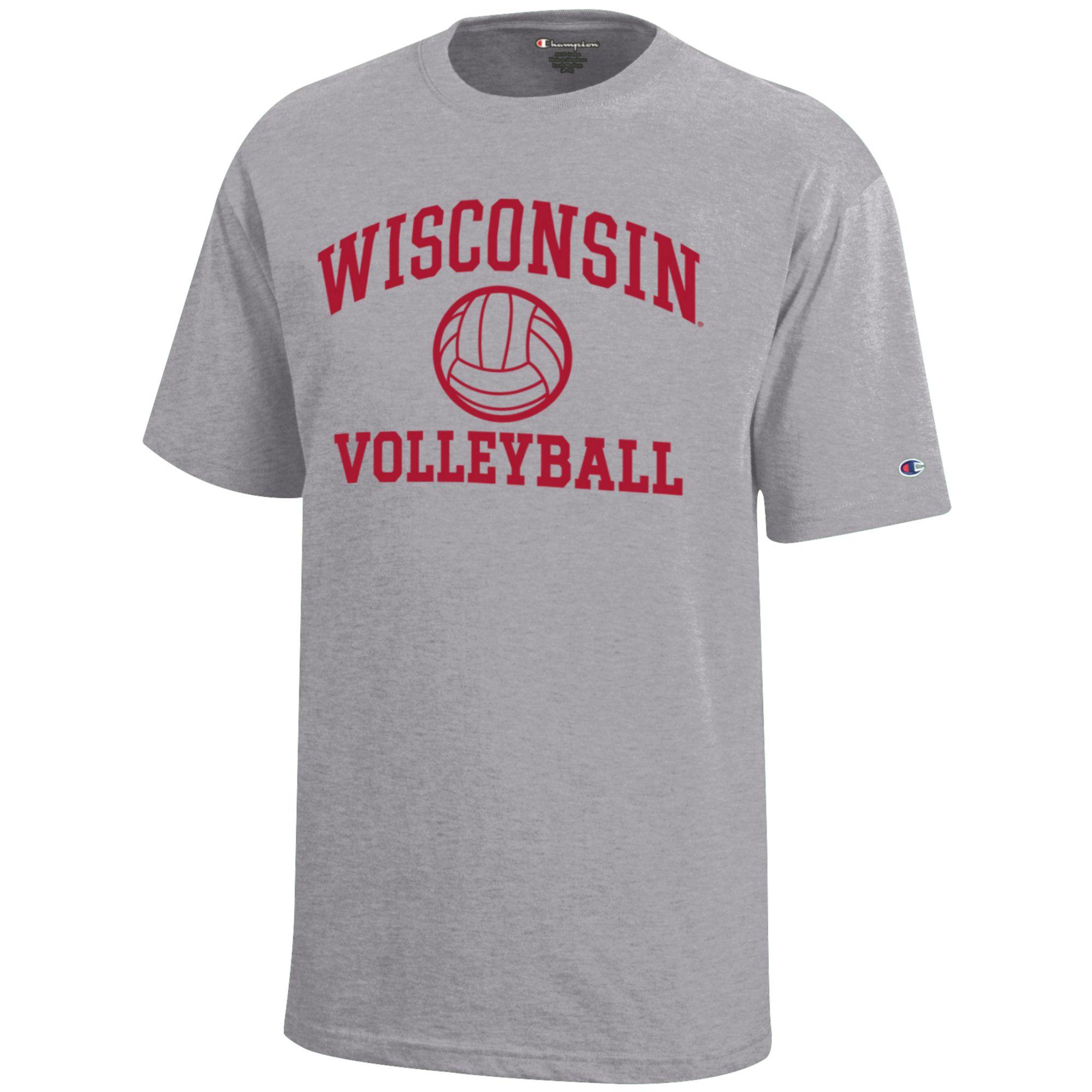 Youth Champion Gray Wisconsin Badgers Icon Logo Volleyball T-Shirt - Image 6