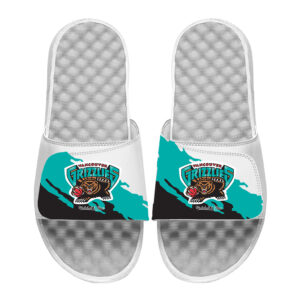 Youth ISlide x Mitchell & Ness  White Memphis Grizzlies Paint Stripe Slide Sandals