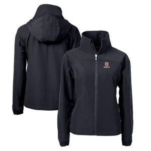 Women's Cutter & Buck  Black Bradley Braves Charter Eco Recycled Full-Zip Jacket