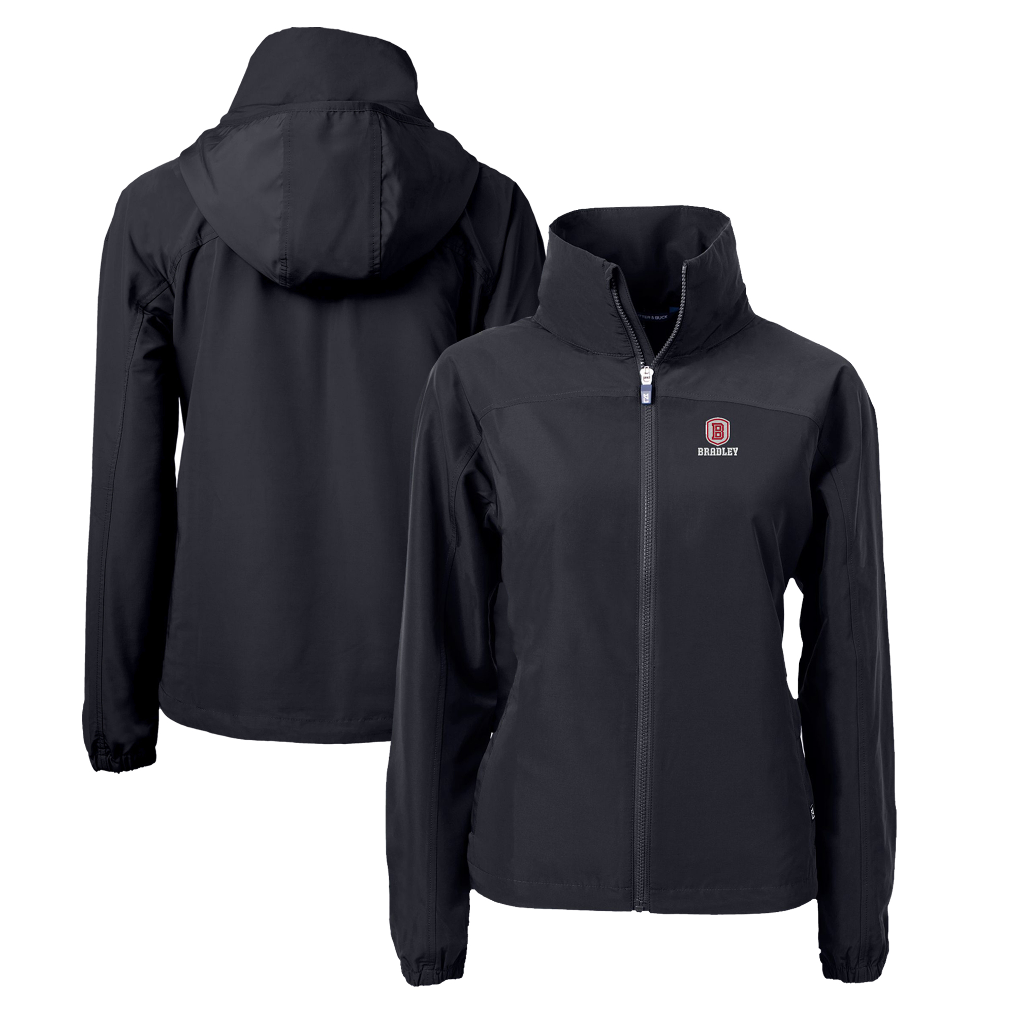 Women's Cutter & Buck Black Bradley Braves Charter Eco Recycled Full-Zip Jacket
