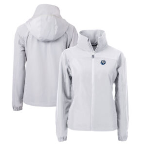 Women's Cutter & Buck  Gray Citadel Bulldogs Charter Eco Recycled Full-Zip Jacket