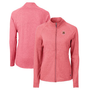 Women's Cutter & Buck  Heather Red Virginia Military Institute Keydets Adapt Eco Knit Heather Recycled Full-Zip Jacket