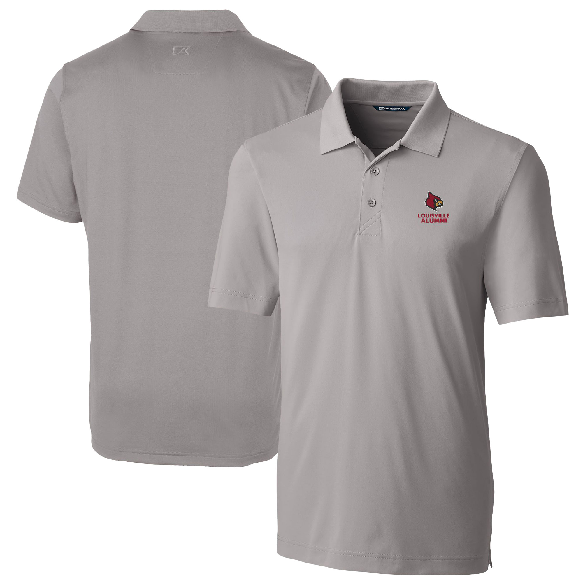 Men's Cutter & Buck Gray Louisville Cardinals Alumni Logo Forge Stretch DryTec Polo