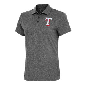 Women's Antigua  Heather Black Texas Rangers Motivated Polo