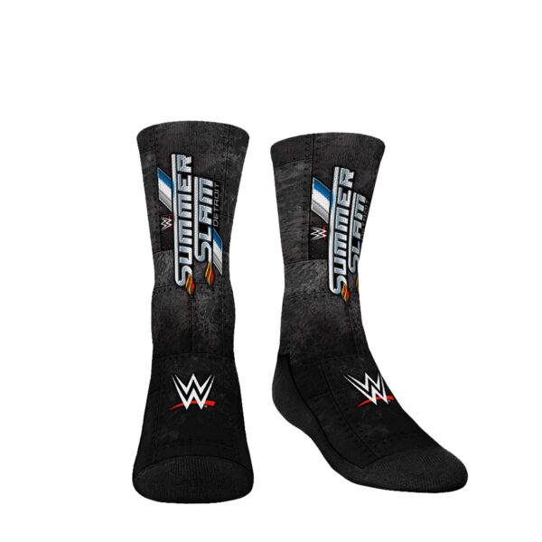 Youth Rock Em Socks Black SummerSlam 2023 Big Text Crew Socks
