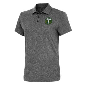 Women's Antigua  Heather Black Portland Timbers Motivated Polo