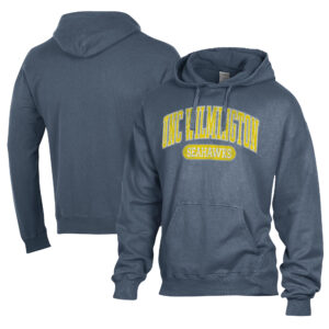 Men's Comfort Wash  Navy UNC Wilmington Seahawks Lightweight Fleece Pullover Hoodie