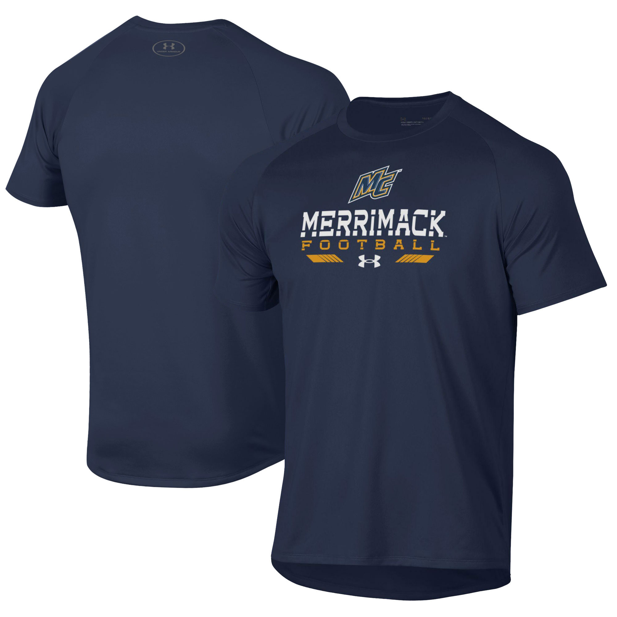 Men's Under Armour Navy Merrimack College Warriors Football Tech T-Shirt