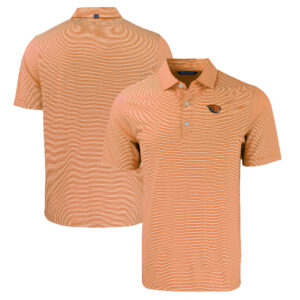 Men's Cutter & Buck  Orange Oregon State Beavers Forge Eco Double Stripe Stretch Recycled Polo