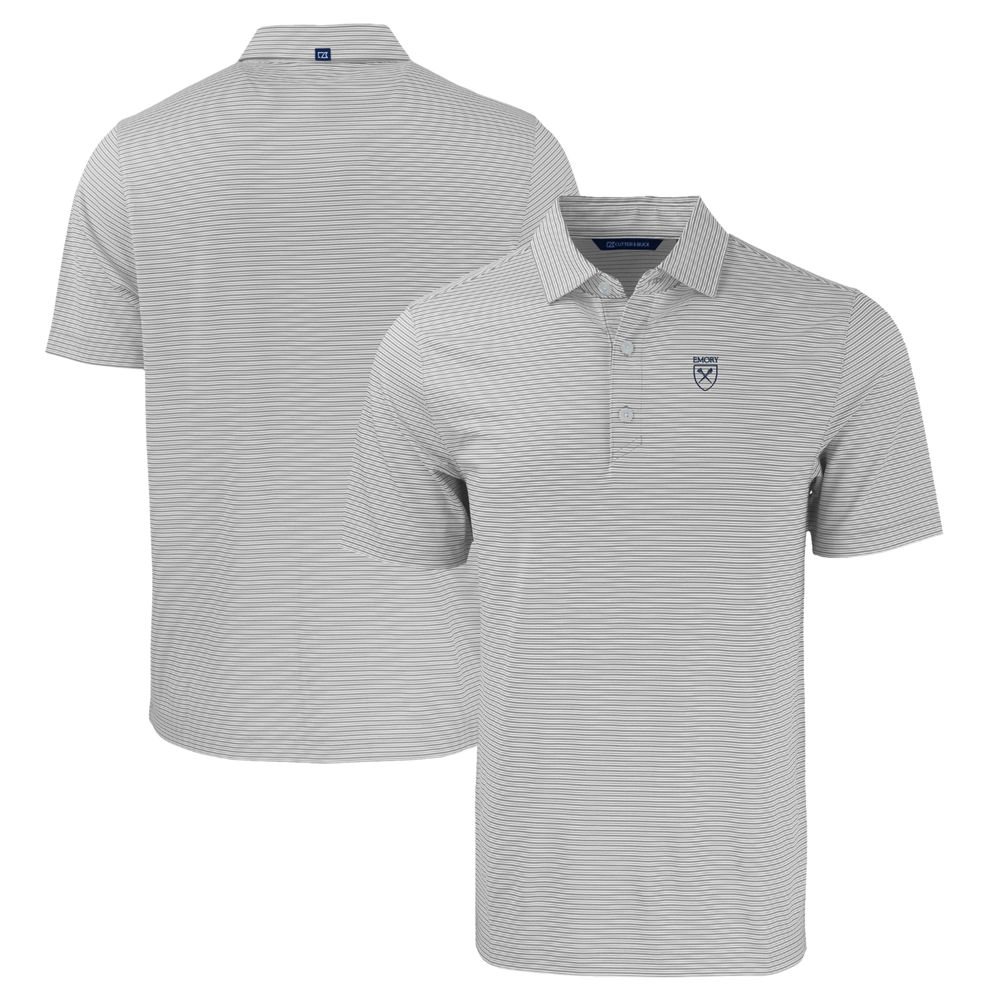 Men's Cutter & Buck Gray/White Emory Eagles Big & Tall Forge Eco Double Stripe Stretch Recycled Polo