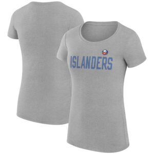 Women's G-III 4Her by Carl Banks  Heather Gray New York Islanders Dot Print Team Fitted T-Shirt