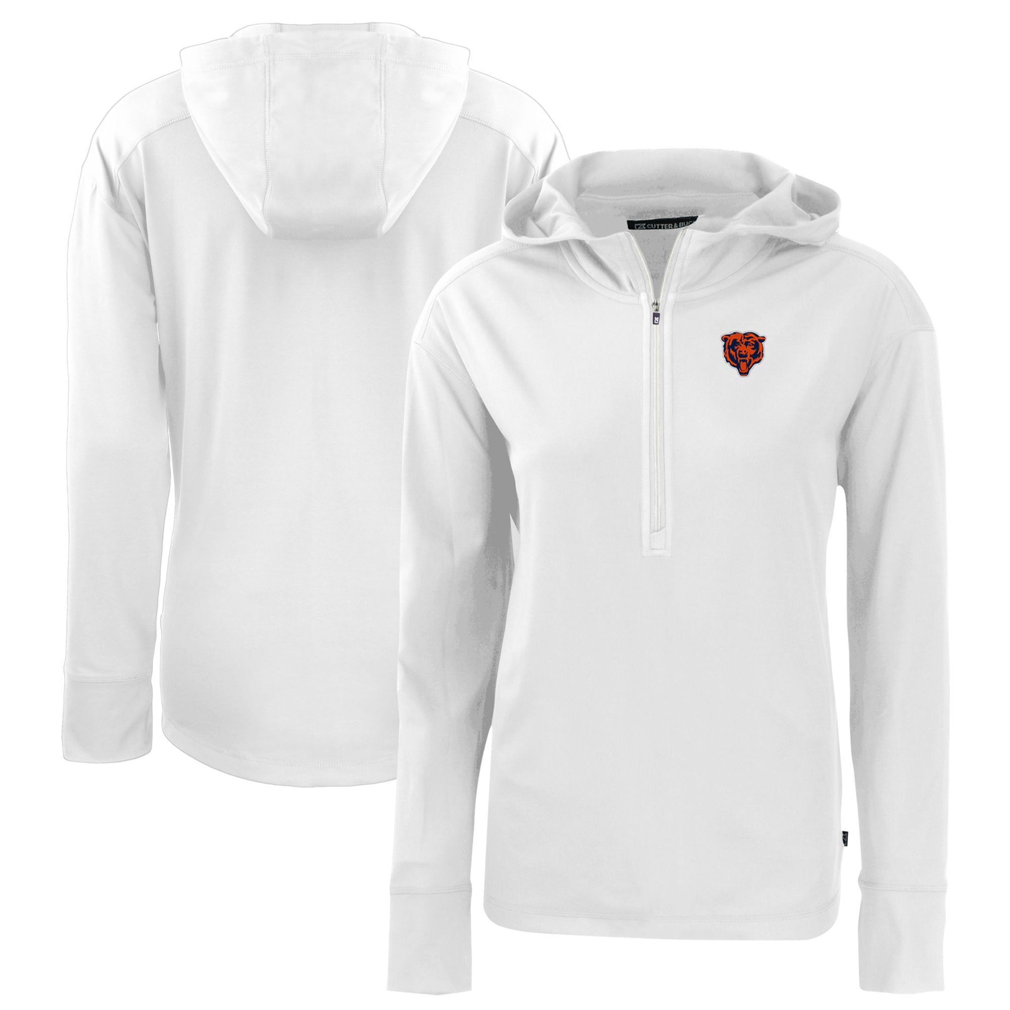 Women's Cutter & Buck White Chicago Bears Throwback Daybreak Eco Recycled Half-Zip Hoodie