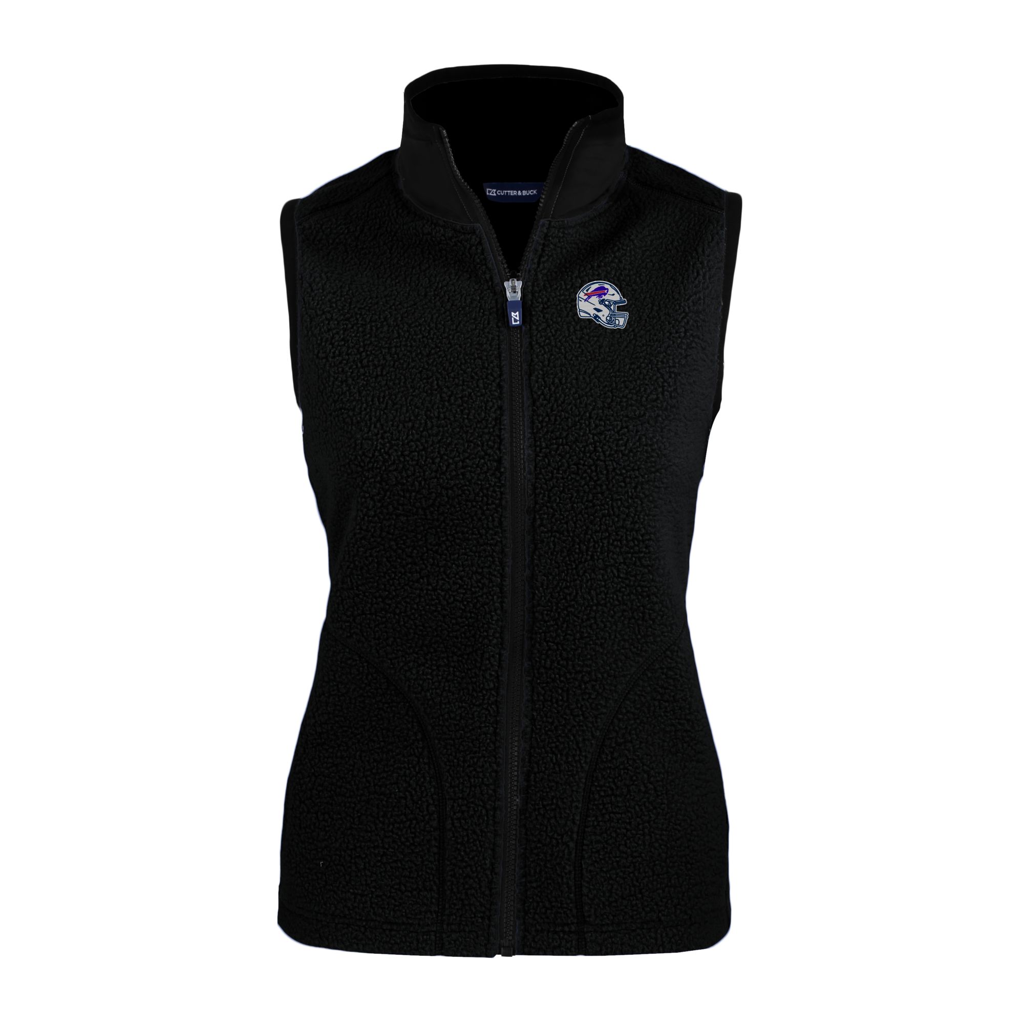 Women's Cutter & Buck Black Buffalo Bills Helmet Logo Cascade Eco Sherpa Fleece Full-Zip Vest - Image 6