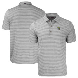 Men's Cutter & Buck  Heather Gray Los Angeles Chargers Helmet Forge Eco Heather Stripe Stretch Recycled Polo