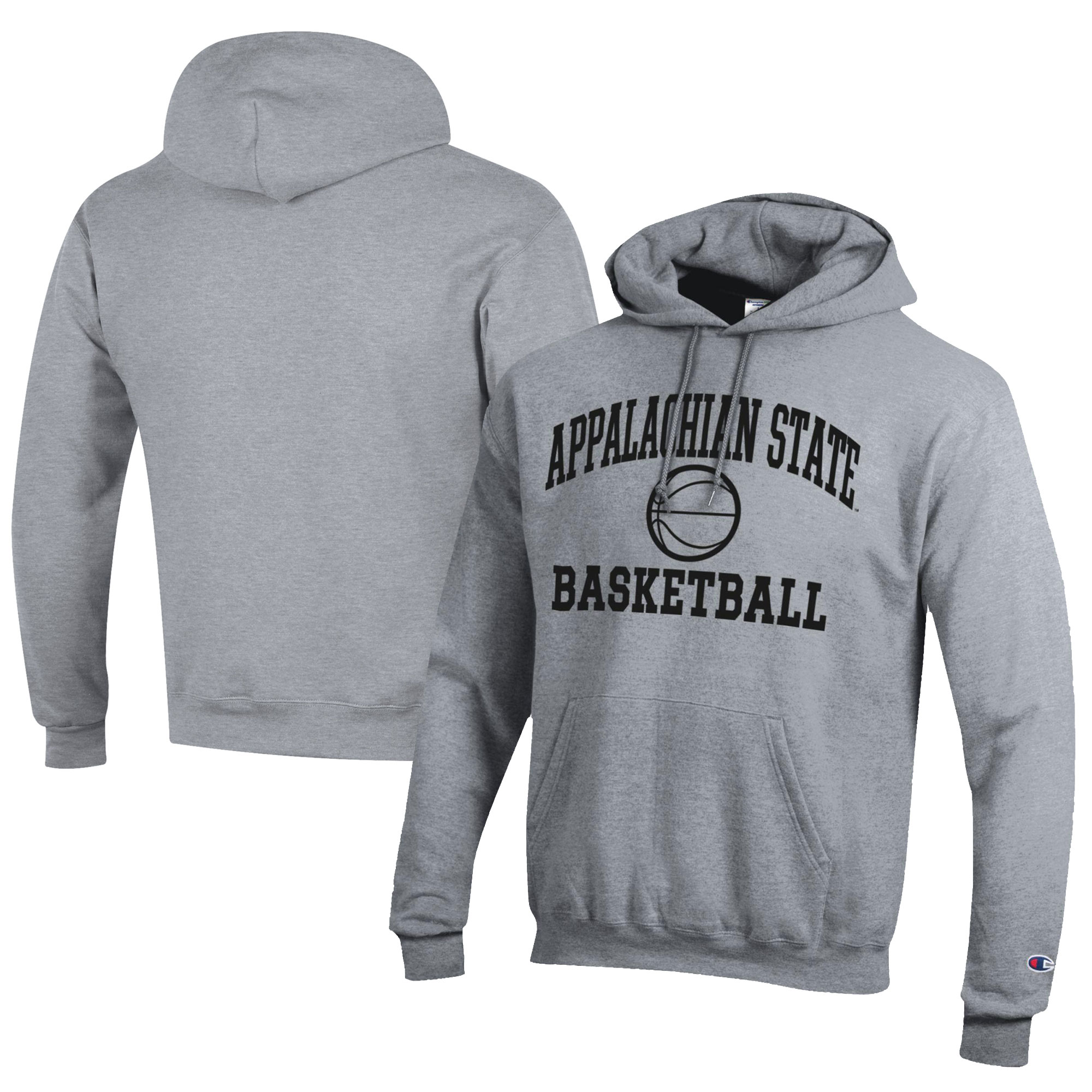 Men's Champion Gray Appalachian State Mountaineers Icon Logo Basketball Eco Powerblend Pullover Hoodie - Image 2