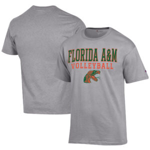 Men's Champion  Gray Florida A&M Rattlers Icon Logo Volleyball Jersey T-Shirt