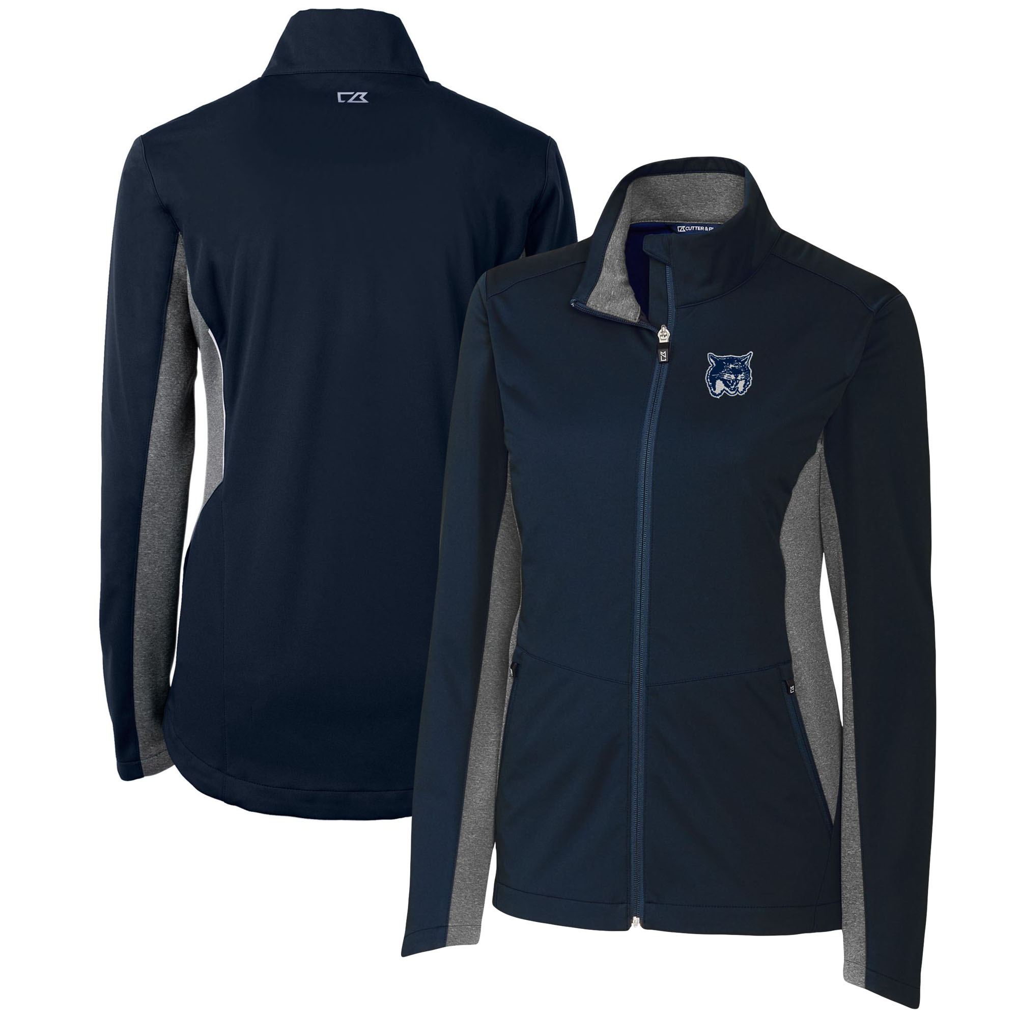 Women's Cutter & Buck Navy New Hampshire Wildcats Navigate Softshell Full-Zip Jacket - Image 2